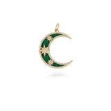 Pendentif Lune Étoilé Malachite