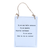 Hanging message plaque 