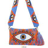 Pochette I Evil Eye I Bleu jean & orange