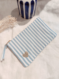 Striped pouch I Blue heart