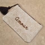 Fabric pocket I love beige