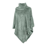 Poncho COSY collar, micro flannel - 80X80cm, sage green