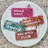 Porte-clés à paillettes I BAD BITCH CLUB Fuchsia