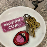 Porte-clés à paillettes I BAD BITCH CLUB Fuchsia