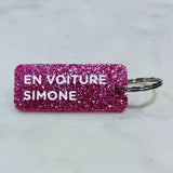 Porte-clés à paillettes I EN VOITURE SIMONE Rose