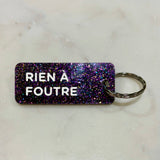 Porte-clés à paillettes I RIEN À FOUTRE Fuchsia / Or