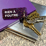 Porte-clés à paillettes I RIEN À FOUTRE Violet