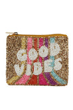 Porte-monnaie Good Vibes en perles de rocaille: MULTI