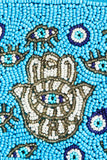 Porte-monnaie perlé Main Hamsa Œil Bleu Maléfique: MULTI