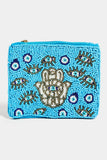 Porte-monnaie perlé Main Hamsa Œil Bleu Maléfique: MULTI