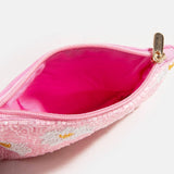 Porte-monnaie perlé à graines roses de fleurs de marguerite: MULTI