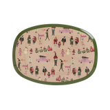 Rechteckiger Melamin-Beistellteller mit Feiertagsdruck – klein