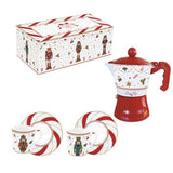 SET CAFETIERE MOKA et 2 TASSES A CAFE 10CL AVEC SOUCOUPE EN PORCELAINE MOKA COLLECTION