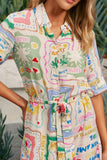 SOL MON AMI PRINT MAXI SHIRT DRESS