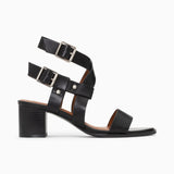 Tatiana black heeled sandals with riveted straps