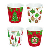 Set de 4 verres à café en porcelaine "Jingle Bells" 100 ml