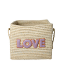 Četvrtasta košara od rafije - prirodna