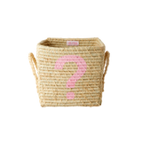 Square Raffia Basket with Painted Pink?