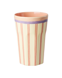 Tall Cup - Cream - Stripey Love Print
