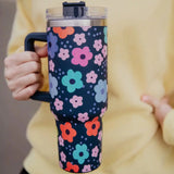 Thermos Navy Daisy avec poignée