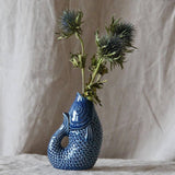 Vase ceramic Poisson pm bleu L8,2 P5 H12cm: Blue
