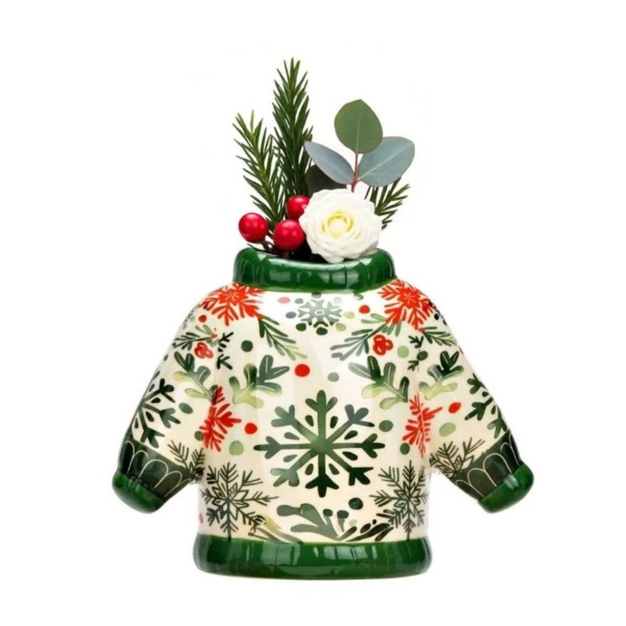 Vase décoratif de Noël en céramique multicolore (L/H/P) 15x11x7cm