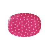 Assiette Mélamine rectangle petite - Pois rose