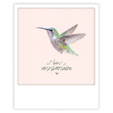 Cartolina - formato polaroide - buon compleanno colibrì