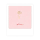Carte postale - Format Polaroide - Je t'adore rose