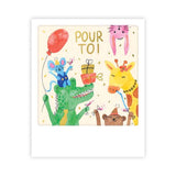 Carte postale - Format Polaroide - Pour toi animaux