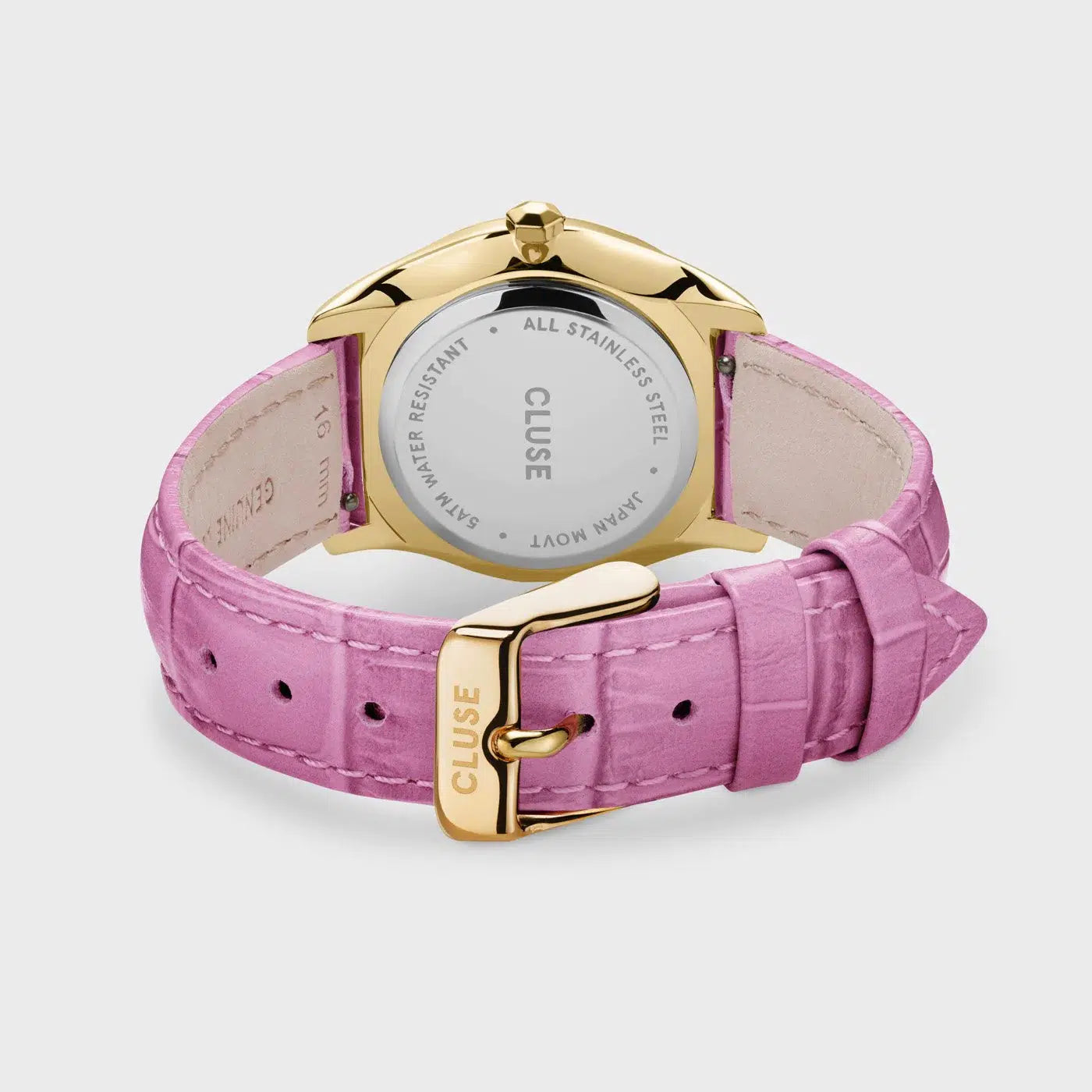 Féroce Petite Leather Croco Pink, Gold