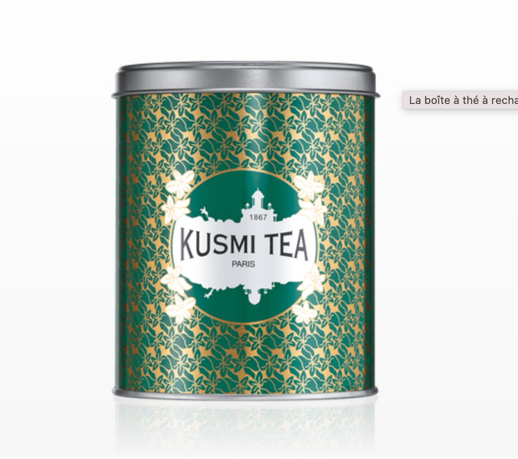 Coffret boîte de thé noir aromatisé + tisanière en verre Kusmi Tea